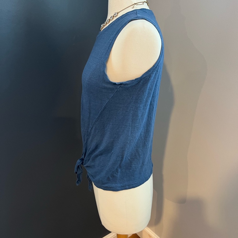 Banana Republic 100% Linen Tie-Front Tank Top Blue Size XS - Picture 5 of 7
